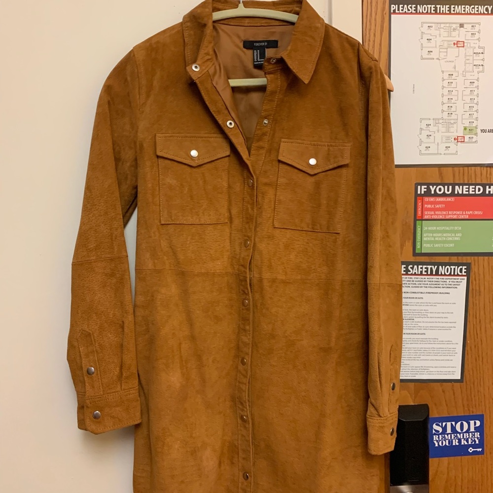 Real suede button down dress